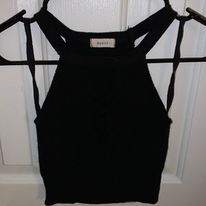 Black Halter Crop Top